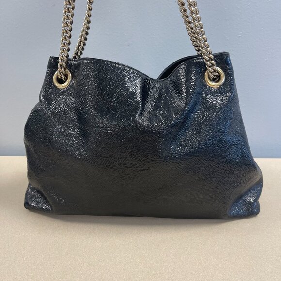 Gucci Black Patent Leather Interlocking G Soho Chain Tote Bag - Preowned - Picture 2 of 15